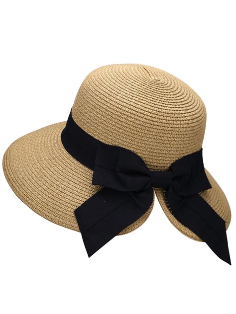 Abbylexi Womens Pretty Foldable Beach Sun Visor Straw Hat Wbow Nature
