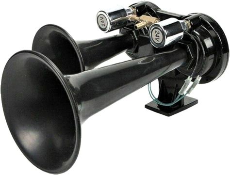 Flexzon Truck Air Horns Tgv Diesel Train Airhorn Twin Black Trumpets 24