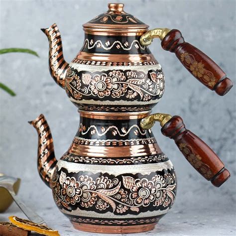 Copper Turkish TeaPot Tea Kettle Pots Set For Stove Top Stovetop