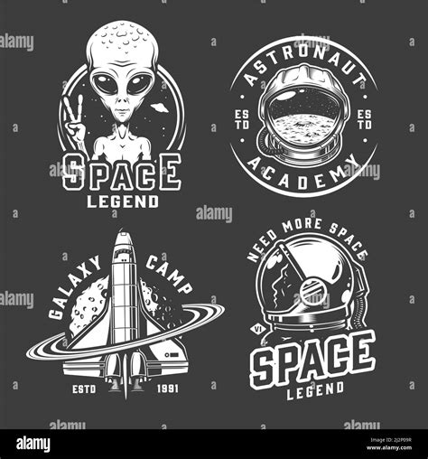Lespace Et La Galaxie Logotypes Avec Extraterrestre Montrant La Paix