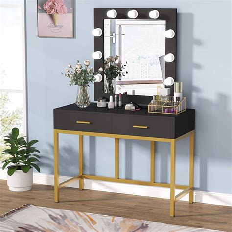 Tribesigns Vanity Table With 2 Drawers And 9 Led Bulbs Makeup Vanity