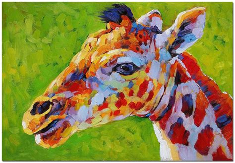 Giraffe Original Hand Painted Modern Impressionist Wildlife Etsy