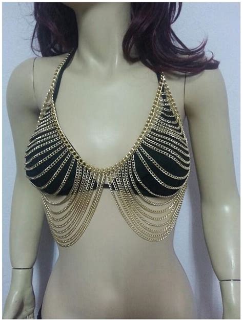 2020 Sexy Women Waist Jewelry Tone Mesh Body Chain Bra