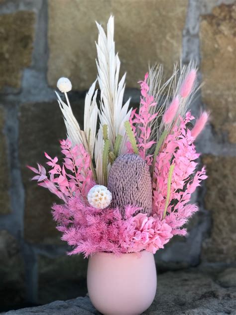 Bright Pink Mini Dried Arrangement The Lush Lily Brisbane And Gold