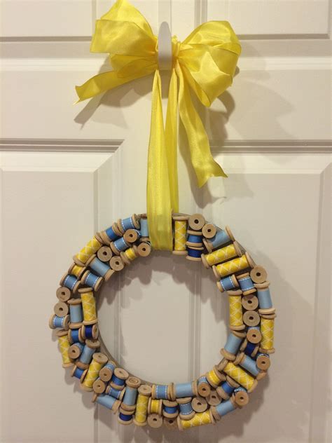 Wooden Thread Spool Wreath For Sewing Room Thread Spools Sewing Room