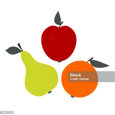 Set Of Vector Fruits Apple Pear Orange Set Of Fruit Icons On A White