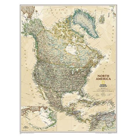 National Geographic North America Executive Wall Map Laminated 235