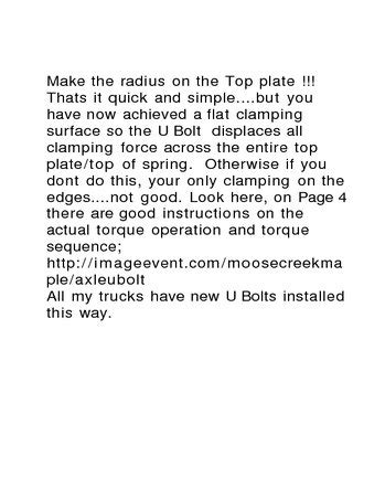 Thank you for your email! Axle U Bolts