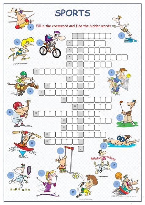 Sports Crossword Puzzle Worksheet Free Esl Printable