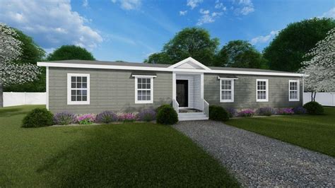 A Rendering Of A Small Gray House In The Middle Of A Grassy Area With