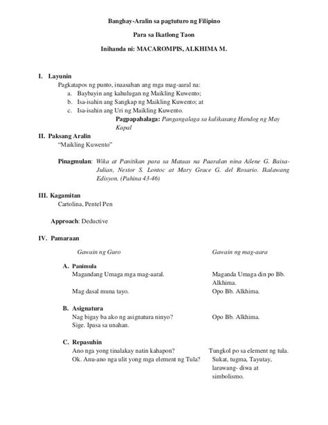 Detailed Lesson Plan In Filipino Detailed Lesson Plan In Grade 4 Vrogue