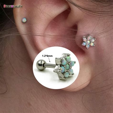 Hot Opal Stone Flower Tragus Piercing L Surgical Steel Ear Cartilage