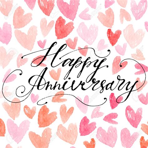 An Anniversary Card With Hearts And The Words Happy Anniversary Written