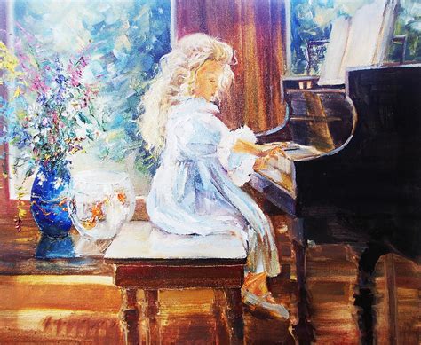 Little Girl Playing Piano Painting