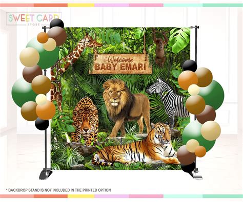 Jungle Safari Backdrop Jungle Safari Realitic Baby Shower Etsy In