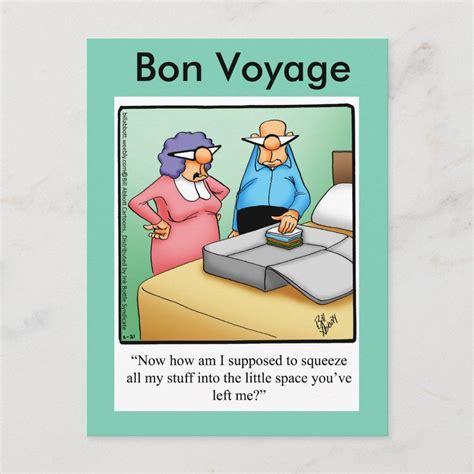 Funny Bon Voyage Humor Postcard In 2021 Bon Voyage