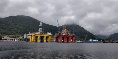 Massive Oil Rigs In A Norway Fjord Oc Machineporn