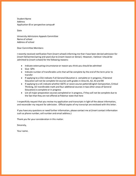 write  admission appeal letter   write  appeal letter