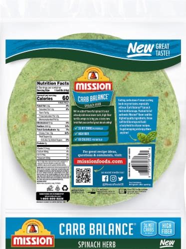 Mission® Carb Balance® Low Carb Spinach Herb Tortilla Wraps 8 Ct 12
