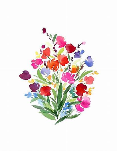Watercolor Bouquet Flowers Flower Painting Drawing Painted