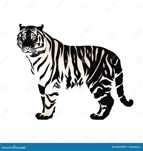 Cute Tiger Silhouette Color Streaked Illustration On White Background