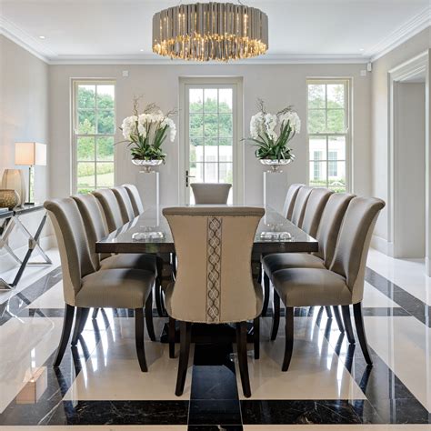 A Grey A Taupe Colour Scheme Dining Room On Marble Flooring
