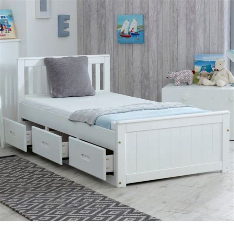 Mission White Wooden Storage Bed Frame 3ft Single