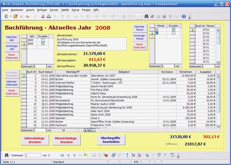 Sobald jedoch die umsatzsteuer ins spiel kommt und mehrere verschiedene einnahmen und ausgaben zu erfassen sind, ist eine spezielle software empfehlenswert. Journal Buchführung Vorlage Beste Open Fice Libre Fice 2 ...