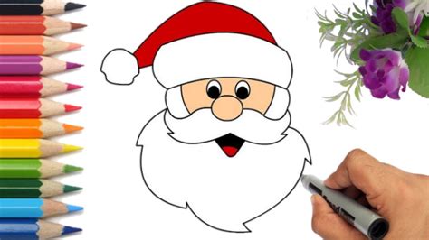 How To Draw Easy Santa Claus Face Step By Step Kids Christmas Drawing
