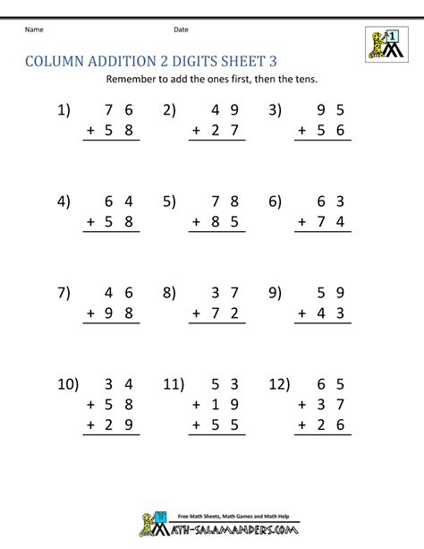 Math Addition Worksheets 1st Grade