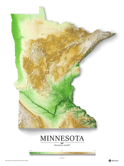 Minnesota Elevation Map With Exaggerated Shaded Relief Oc Rminnesota