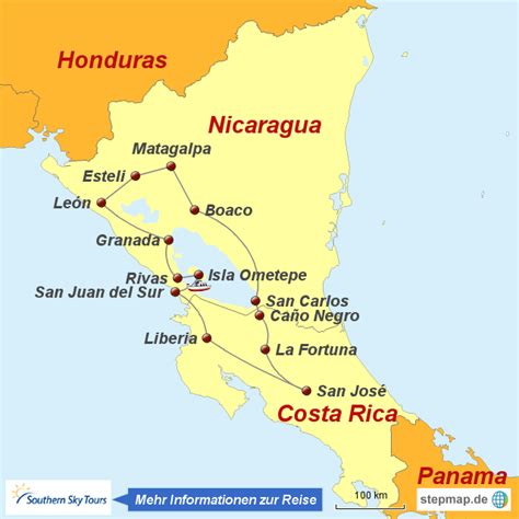 Nicaragua from mapcarta, the open map. StepMap - 1120598 "Bike-Abenteuer in Nicaragua und Costa ...