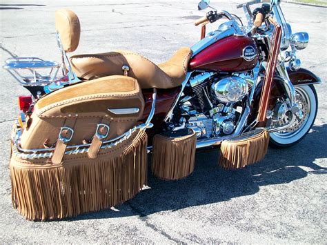Hand Crafted Harley Davidson Road King Seat And Bags By Woodstock