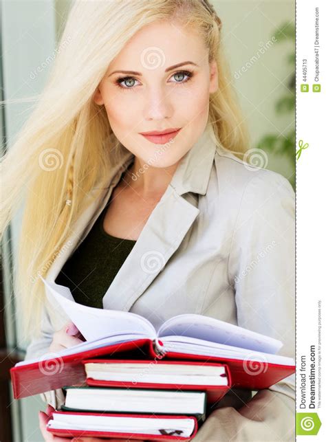 Young Beautiful Girl With A Books Stock Image Image Of Education