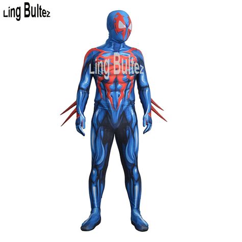 ling bultez high quality new 2099 spiderman costume muscle shade 2099 spiderman suit custom made