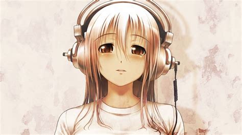 Super Sonico Anime Anime Girls Headphones Sepia Wallpapers Hd
