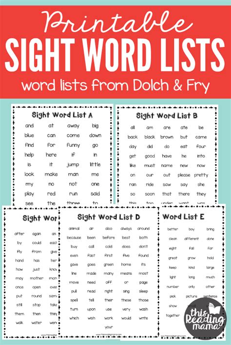 6 Best Images Of Printable Sight Words Dolch Lists Free Dolch Sight
