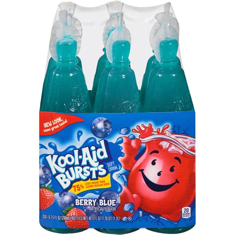 Kool Aid Bursts Soft Drink Berry Blue 6 675 Fl Oz 200 Ml Bottles