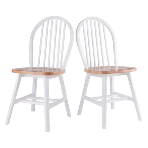 Winsome Wood Windsor Natural And White Solid Wood Windsor Chair Set Of