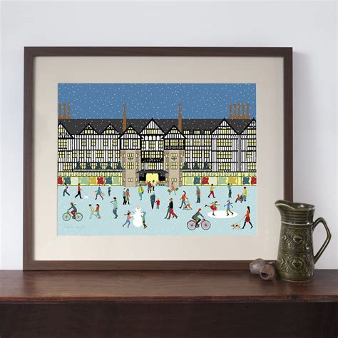 Liberty Of London In The Snow At Christmas Art Print Etsy Christmas