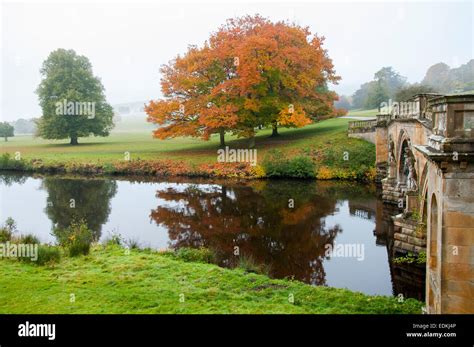 Autumn Reflections In The River Derwent At Chatsworth Peak District