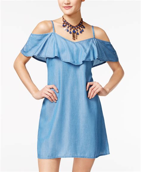 American Rag Ruffled Denim Shift Dress Only At Macys Dresses Cold