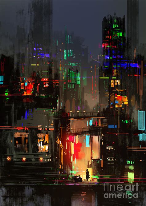 Cityscape Digital Painting Of Building Digital Art By Tithi Luadthong