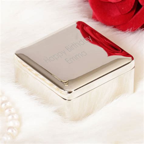 Silver Plated Personalised Square Trinket Box By Dibor