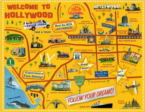 Map To The Stars Your Official Guide To Hollywood [prop Map] Curtis Wright Maps