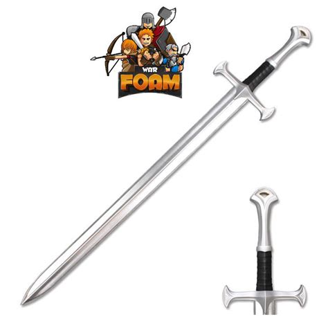 Medieval Foam Sword With Metallic Chrome Finish On Blade Cosplay
