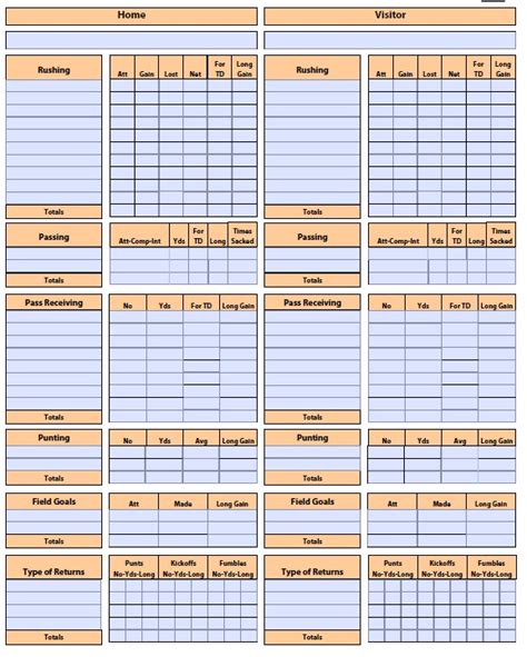 13 Free Sample Football Score Sheet Templates Printable