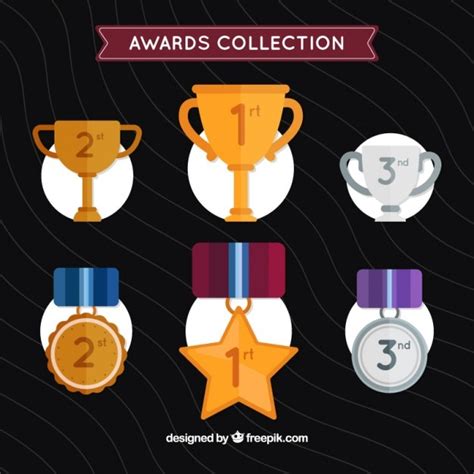 Premium Vector Hand Drawn Golden And Silver Awards Set