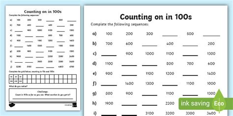 Counting In 100s Worksheet Worksheet Teacher Made