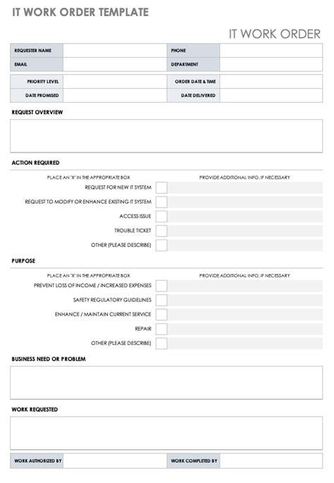 Free Printable Maintenance Work Order Template Free Printable Templates